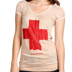 Seven 7 Deadly BURNOUT CRoSS GRAPHiC Babydoll tee